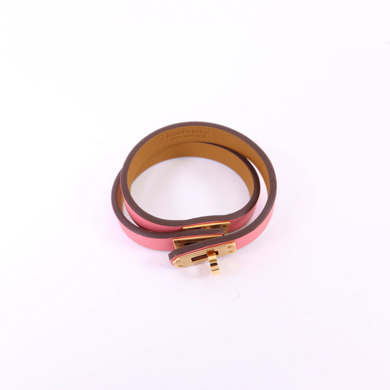 HERMES Swift皮革Mini Kelly Double Tour Bracelet金扣手鐲-4