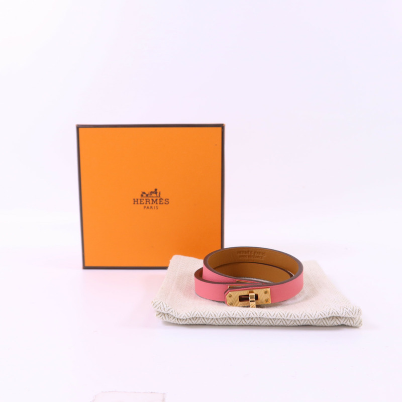 HERMES Swift皮革Mini Kelly Double Tour Bracelet金扣手鐲-12