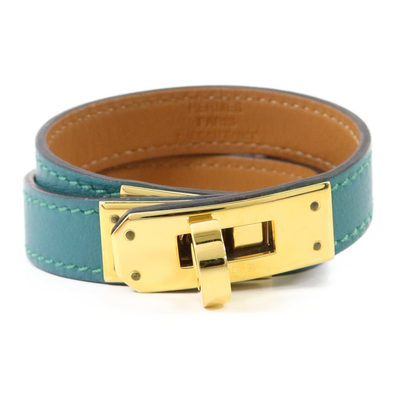 HERMES Swift皮革Kelly Double Tour Bracelet金扣手鐲-0