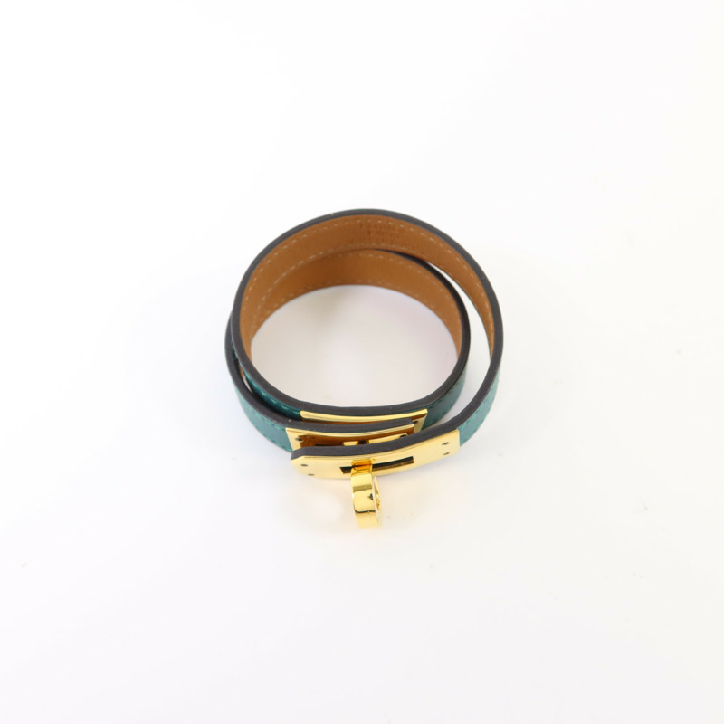 HERMES Swift皮革Kelly Double Tour Bracelet金扣手鐲-4
