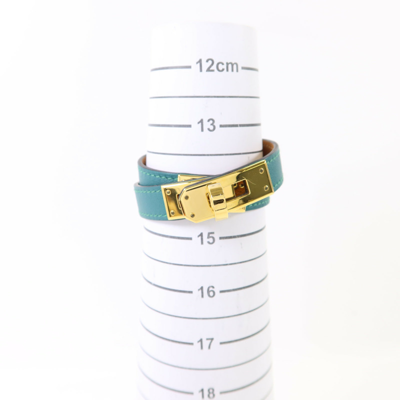 HERMES Swift皮革Kelly Double Tour Bracelet金扣手鐲-5