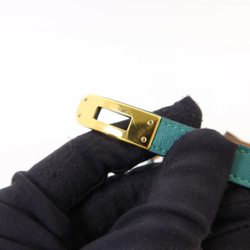 HERMES Swift皮革Kelly Double Tour Bracelet金扣手鐲-9