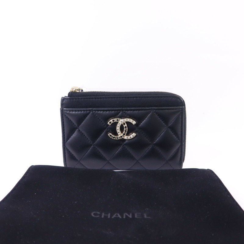 CHANEL 羊皮皮革Card Case金扣卡片套-14