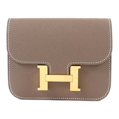 HERMES 【Hermes Fair】Epsom皮革Constance Slim金扣錢包Etoupe