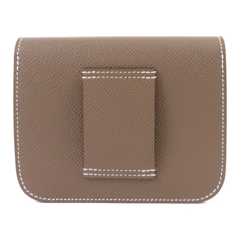 HERMES Epsom皮革Constance Slim金扣錢包Etoupe-1