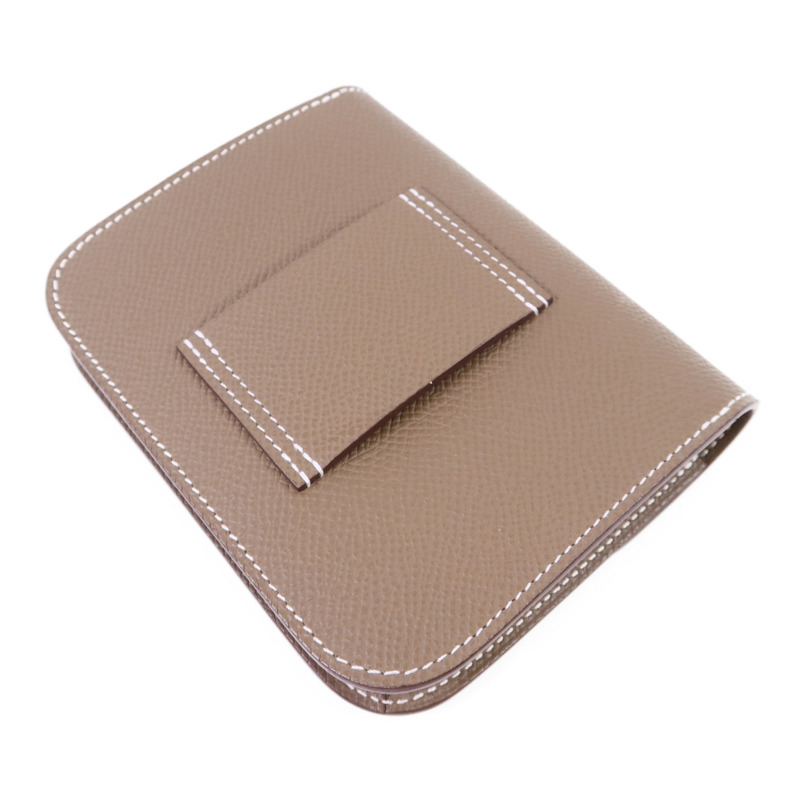 HERMES Epsom皮革Constance Slim金扣錢包Etoupe-3