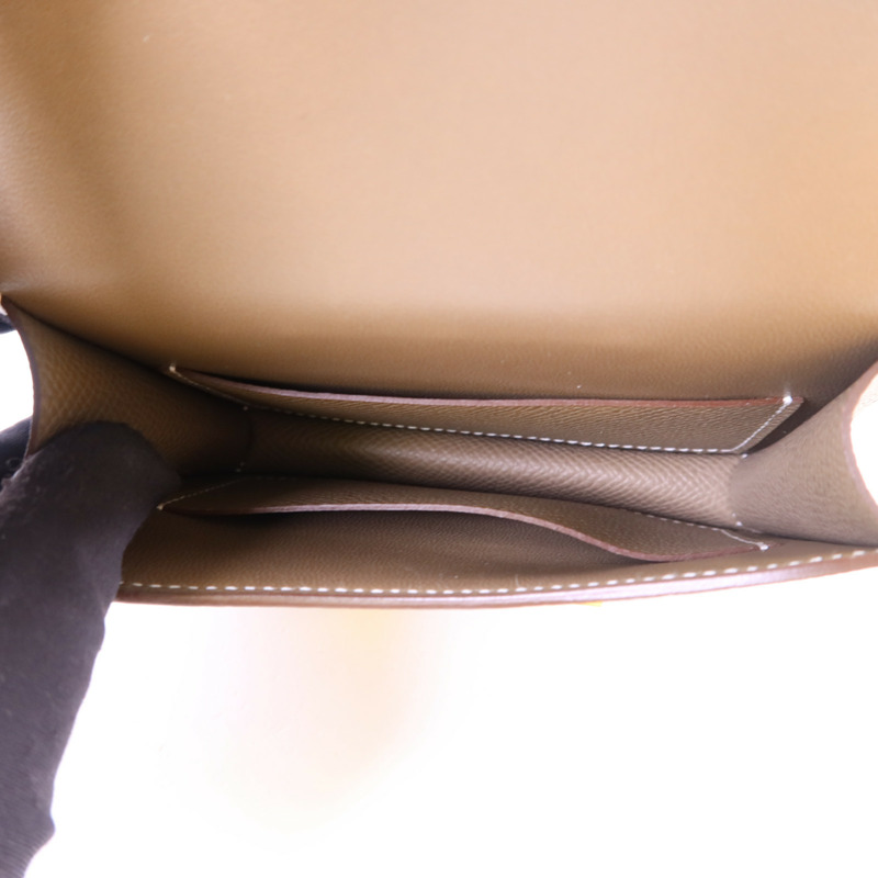 HERMES Epsom皮革Constance Slim金扣錢包Etoupe-4