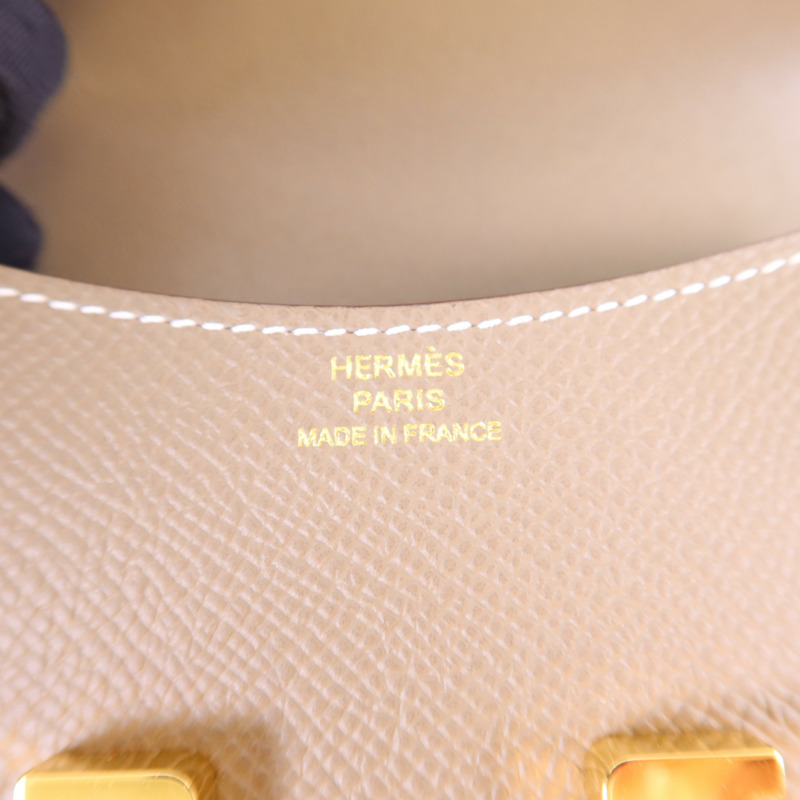 HERMES Epsom皮革Constance Slim金扣錢包Etoupe-5