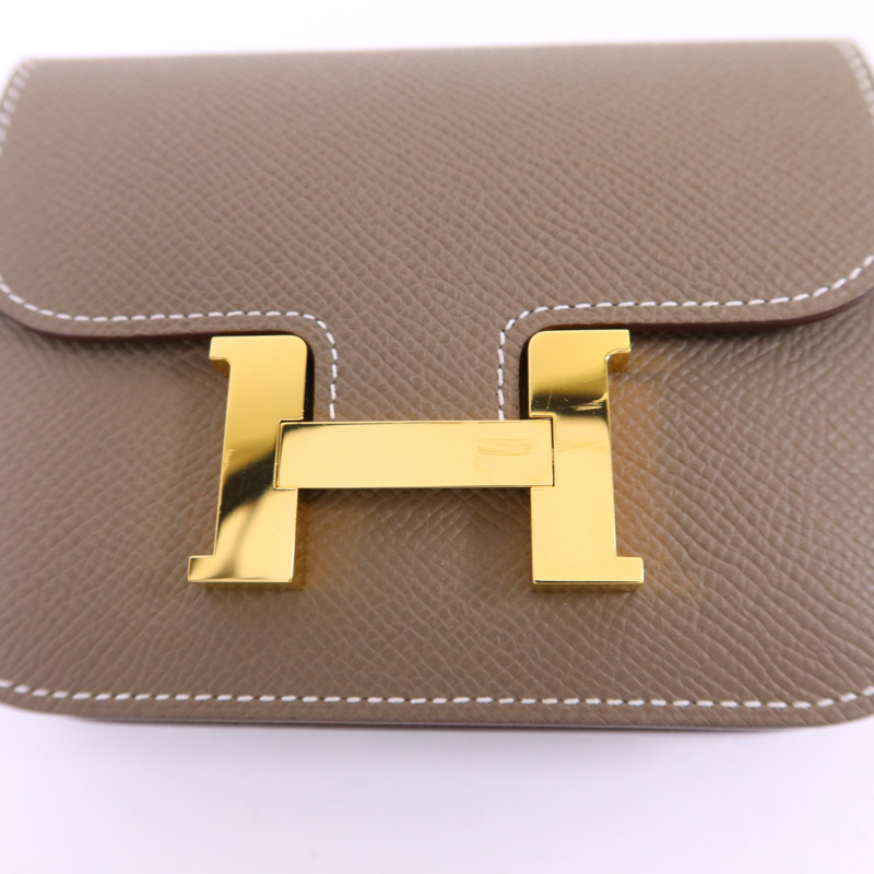 HERMES Epsom皮革Constance Slim金扣錢包Etoupe-7