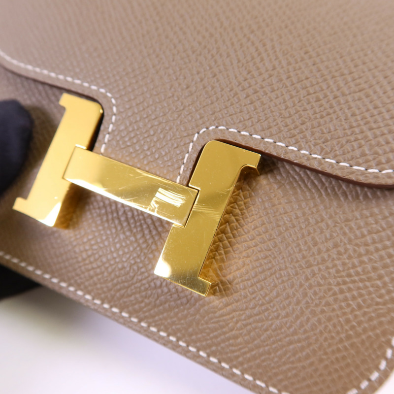 HERMES Epsom皮革Constance Slim金扣錢包Etoupe-8