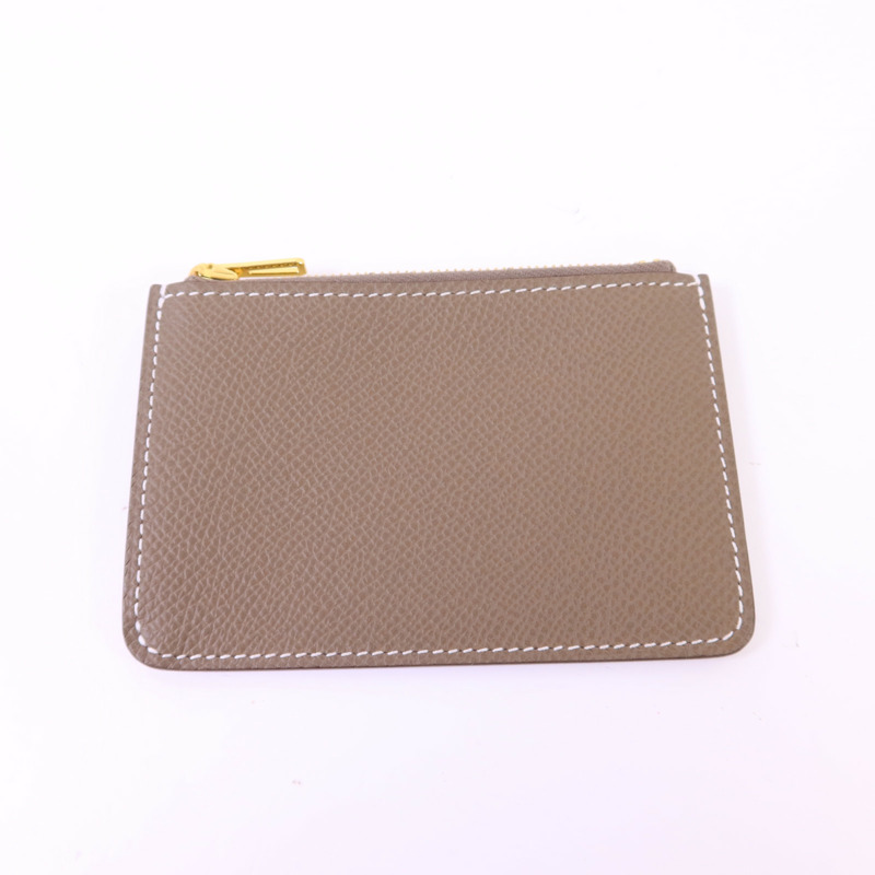 HERMES Epsom皮革Constance Slim金扣錢包Etoupe-9