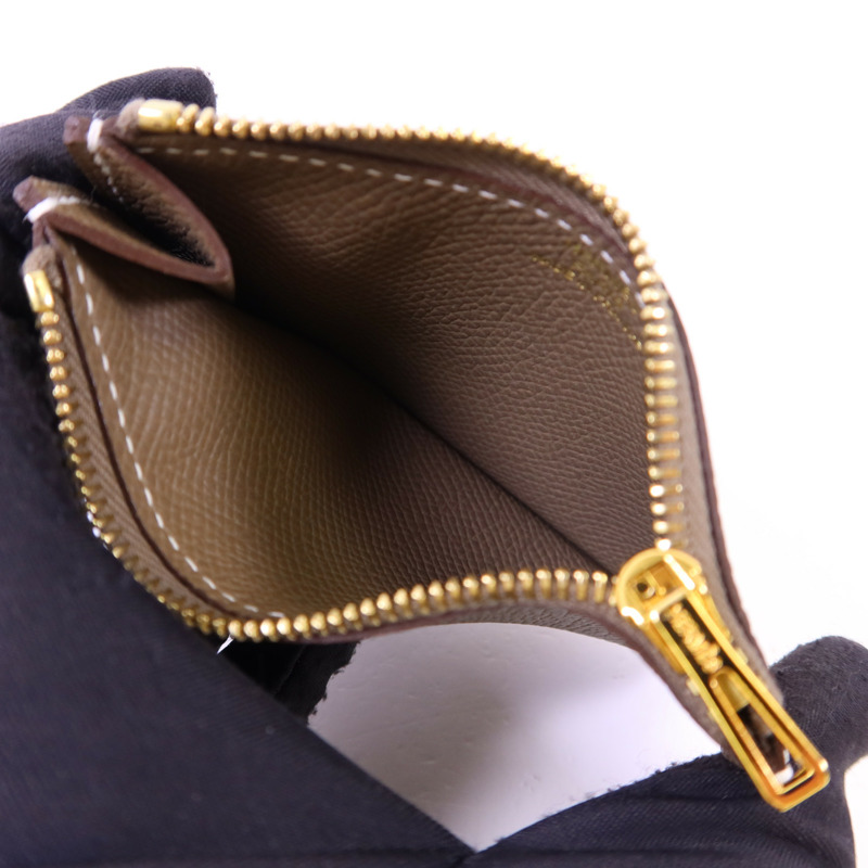 HERMES Epsom皮革Constance Slim金扣錢包Etoupe-10