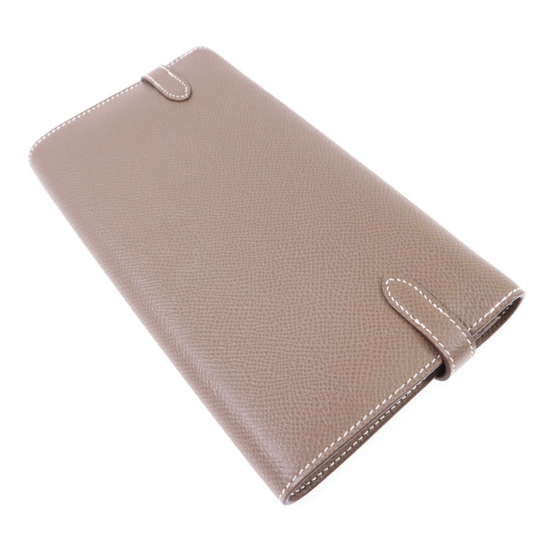 HERMES Epsom皮革Kelly Long Wallet銀扣長錢包Etoupe-3