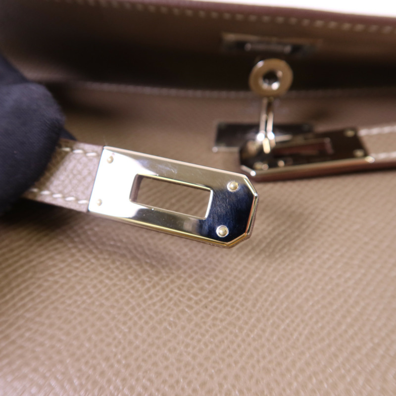 HERMES Epsom皮革Kelly Long Wallet銀扣長錢包Etoupe-8