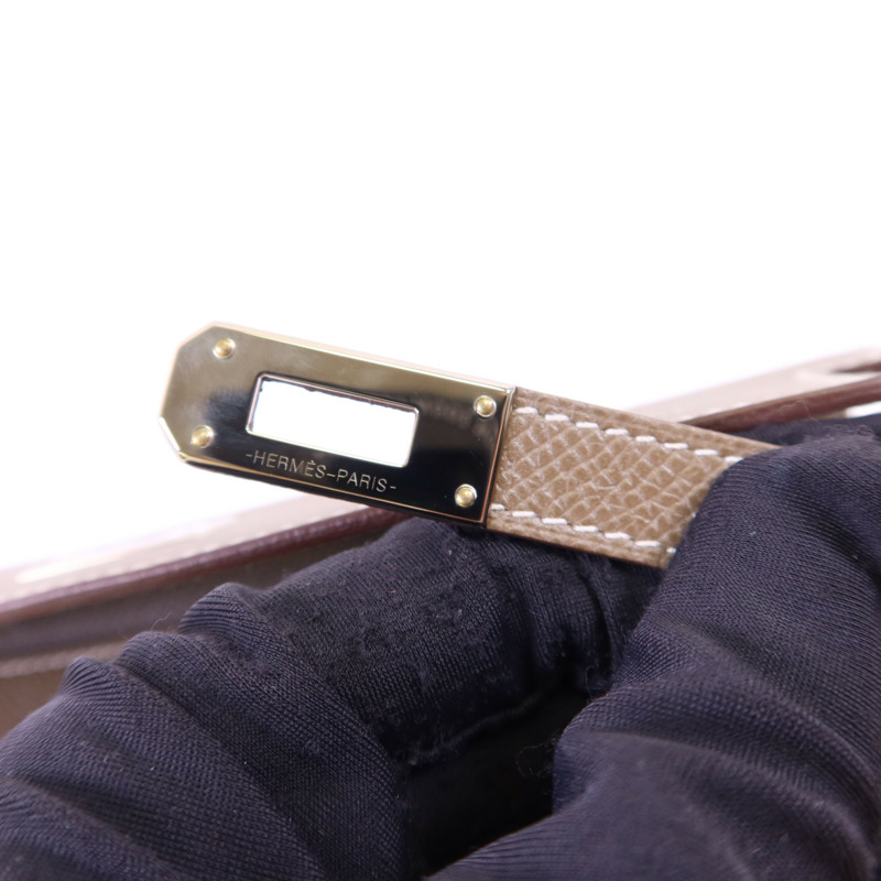 HERMES Epsom皮革Kelly Long Wallet銀扣長錢包Etoupe-9