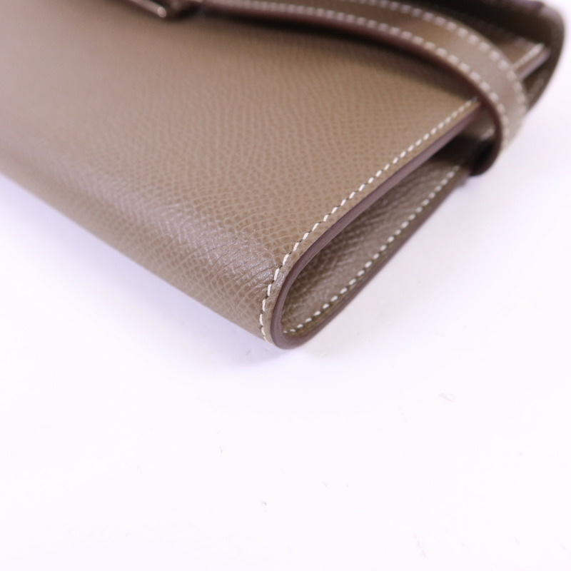 HERMES Epsom皮革Kelly Long Wallet銀扣長錢包Etoupe-10