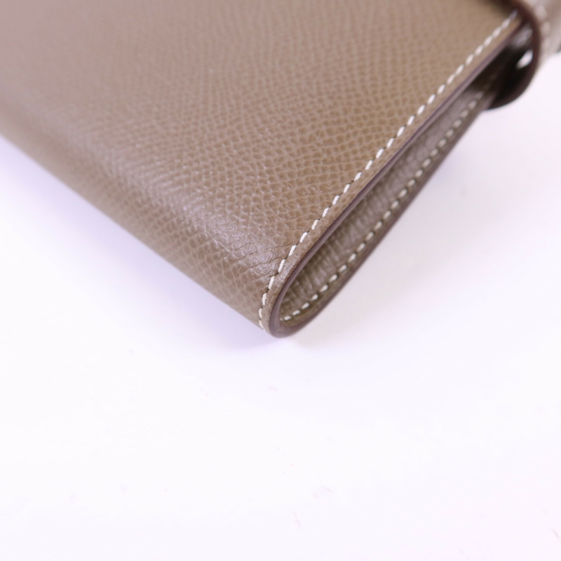 HERMES Epsom皮革Kelly Long Wallet銀扣長錢包Etoupe-12