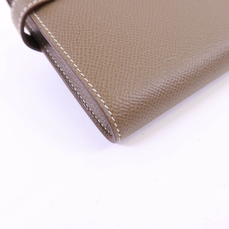 HERMES Epsom皮革Kelly Long Wallet銀扣長錢包Etoupe-13
