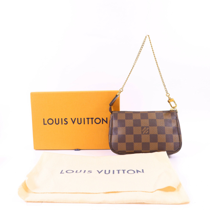 LOUIS VUITTON Damier Mini Pochette Accessories 金扣手拿包-15