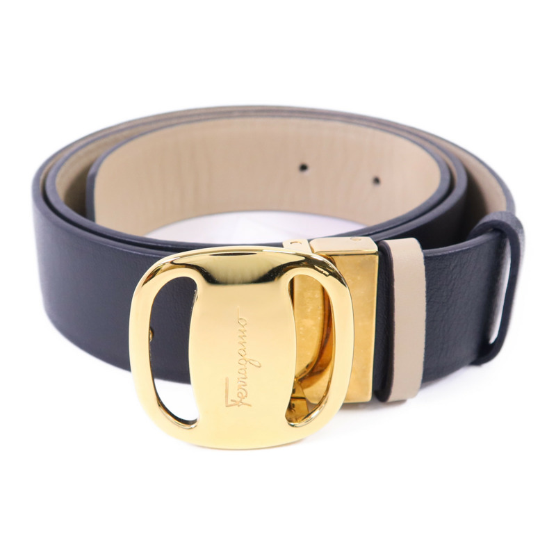 Salvatore Ferragamo 羊皮皮革Belt金扣皮帶-1