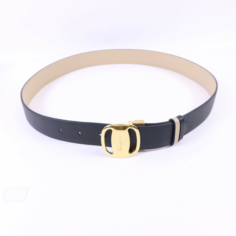 Salvatore Ferragamo 羊皮皮革Belt金扣皮帶-2