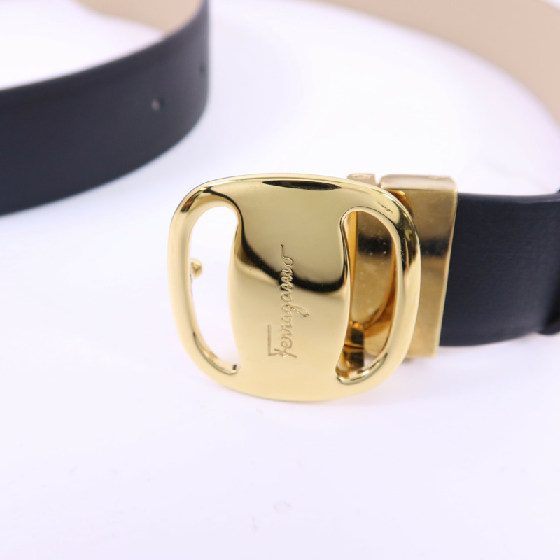 Salvatore Ferragamo 羊皮皮革Belt金扣皮帶-6