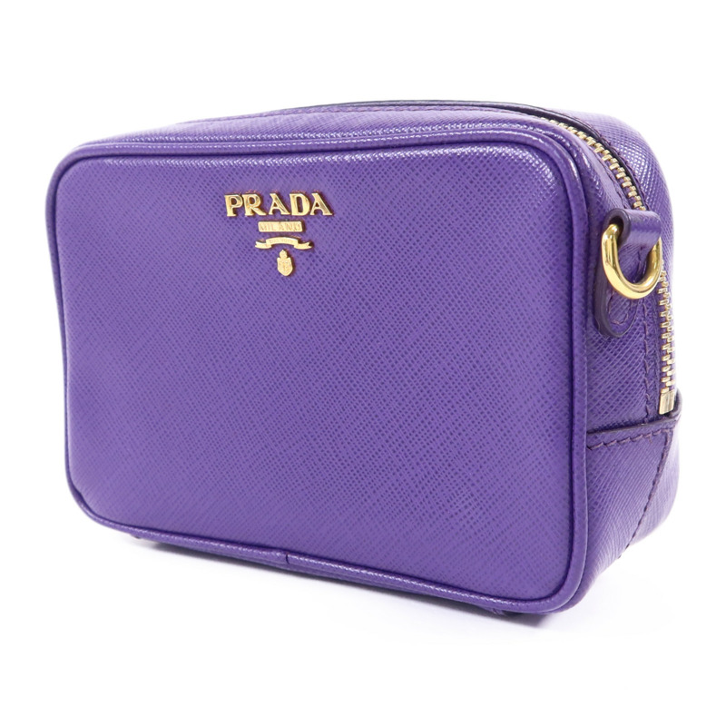 PRADA 牛皮皮革Pouch金扣肩背袋-1