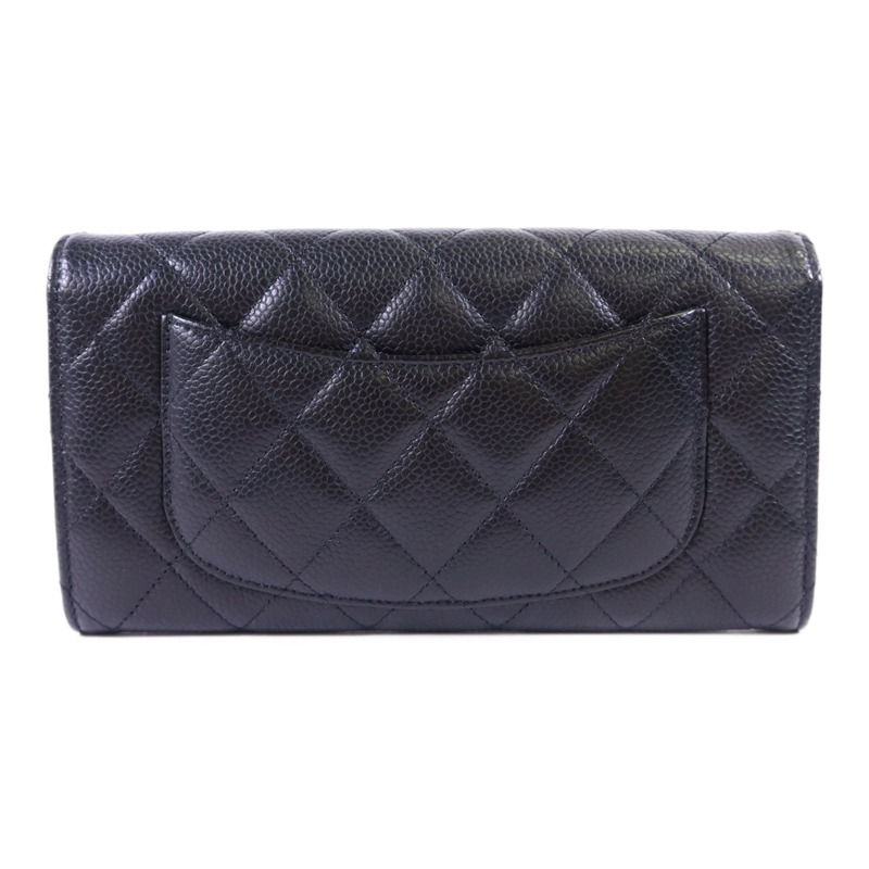 CHANEL 牛皮皮革Classic Long Flap Wallet金扣長錢包-1