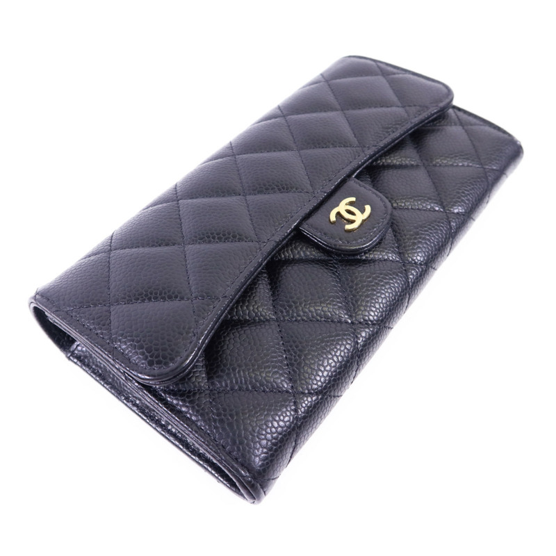 CHANEL 牛皮皮革Classic Long Flap Wallet金扣長錢包-2