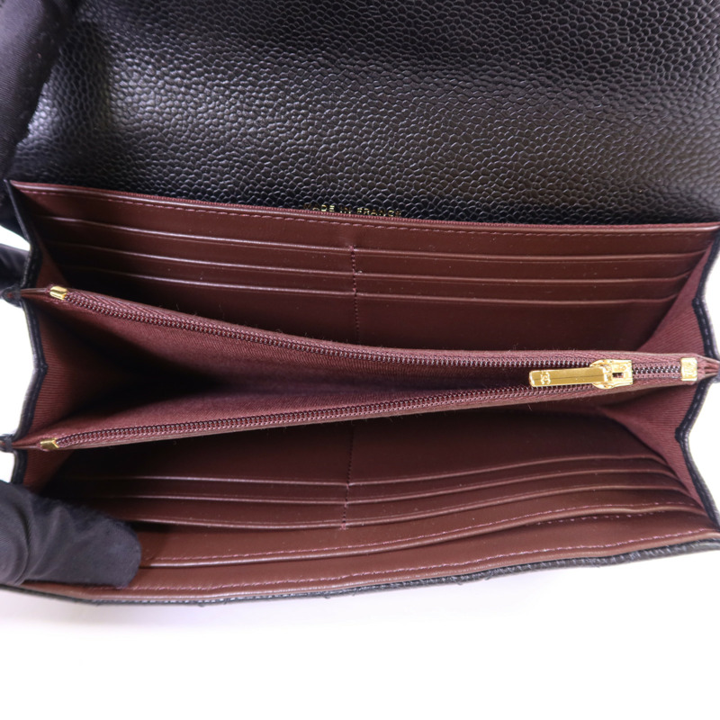 CHANEL 牛皮皮革Classic Long Flap Wallet金扣長錢包-4