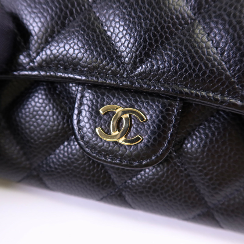 CHANEL 牛皮皮革Classic Long Flap Wallet金扣長錢包-9