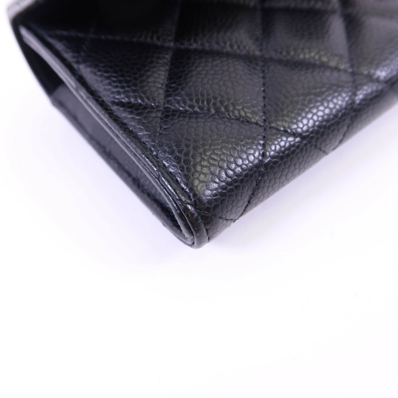 CHANEL 牛皮皮革Classic Long Flap Wallet金扣長錢包-12