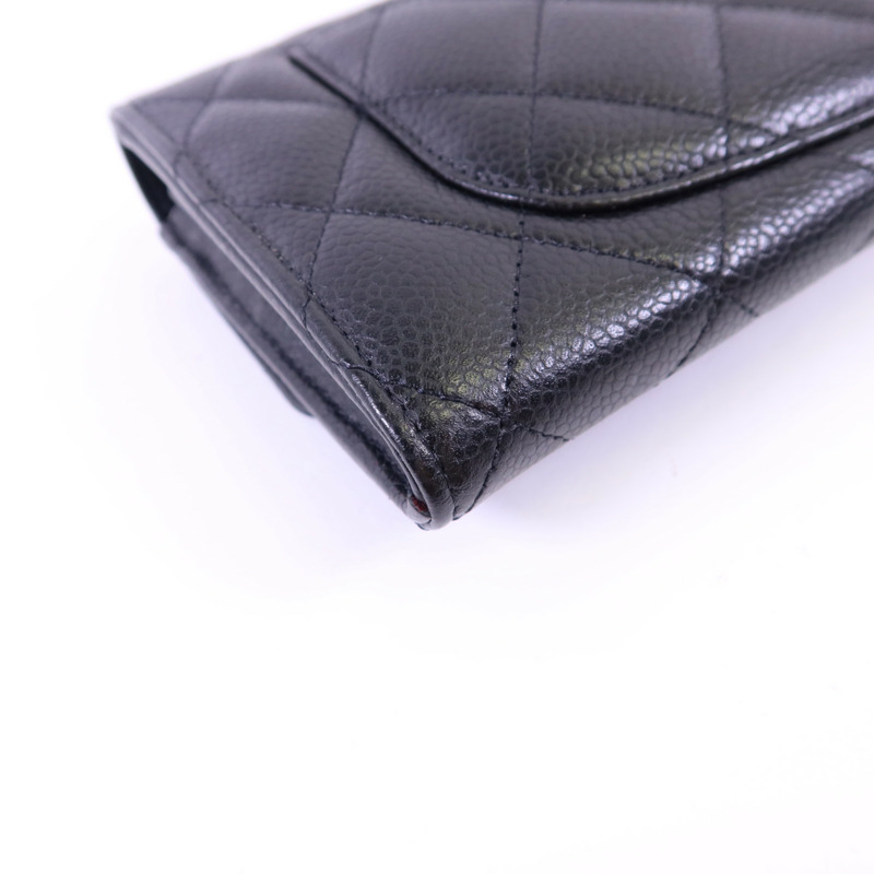 CHANEL 牛皮皮革Classic Long Flap Wallet金扣長錢包-14