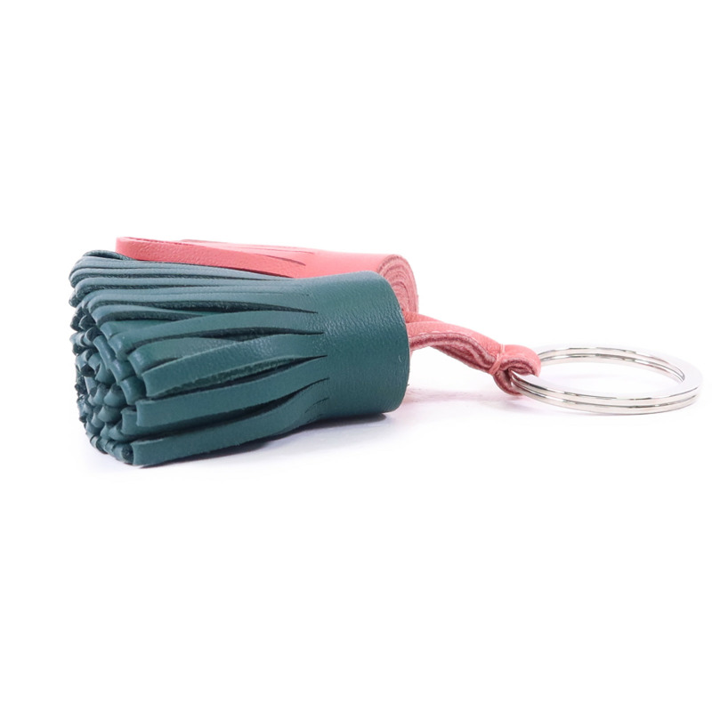 HERMES Milo皮革Carmen Duo Key Ring銀扣鎖匙扣-3
