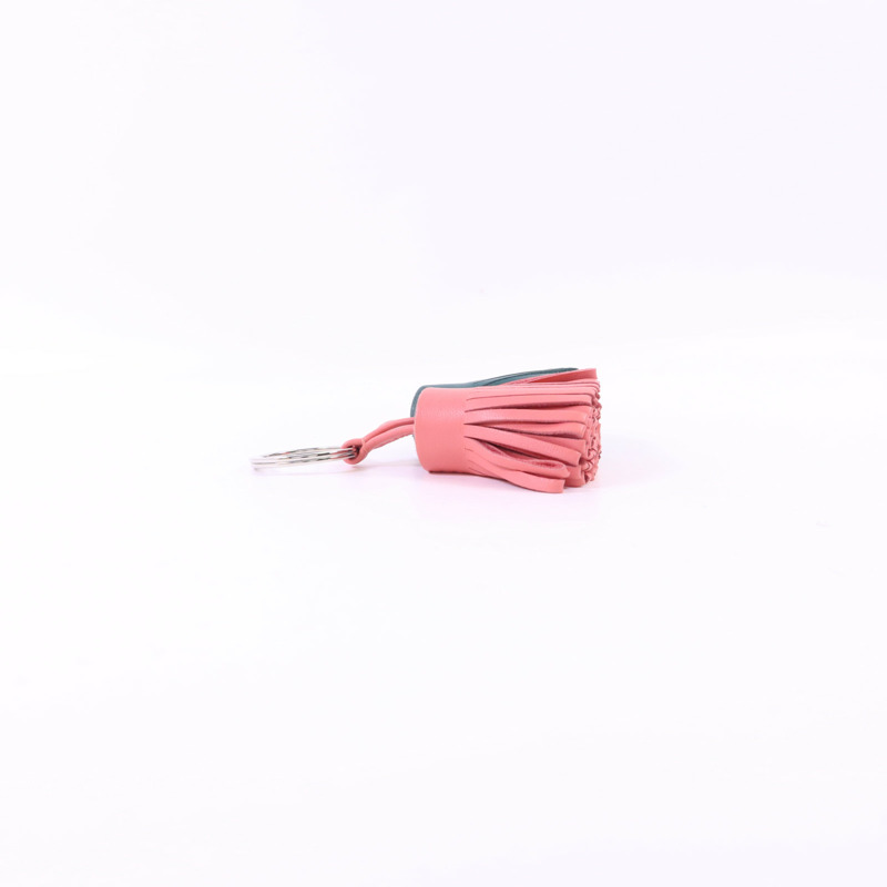 HERMES Milo皮革Carmen Duo Key Ring銀扣鎖匙扣-5
