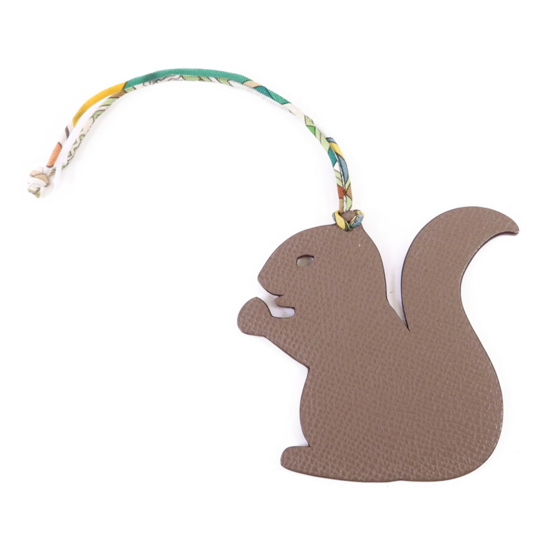 HERMES Clemence皮革Petit H Squirrel Charm掛飾-0