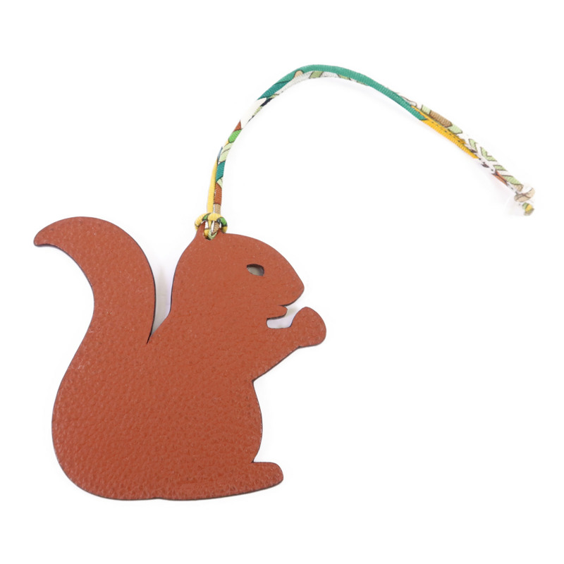 HERMES Clemence皮革Petit H Squirrel Charm掛飾-1