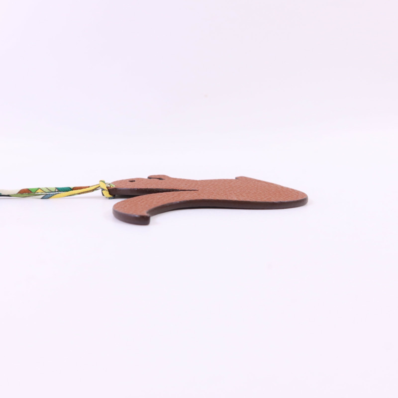 HERMES Clemence皮革Petit H Squirrel Charm掛飾-5