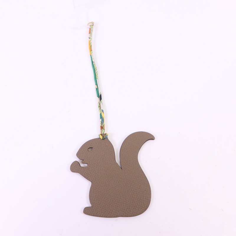 HERMES Clemence皮革Petit H Squirrel Charm掛飾-11