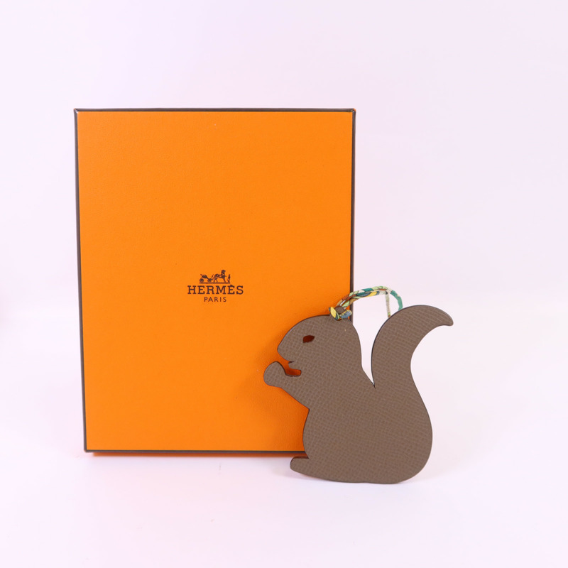 HERMES Clemence皮革Petit H Squirrel Charm掛飾-12