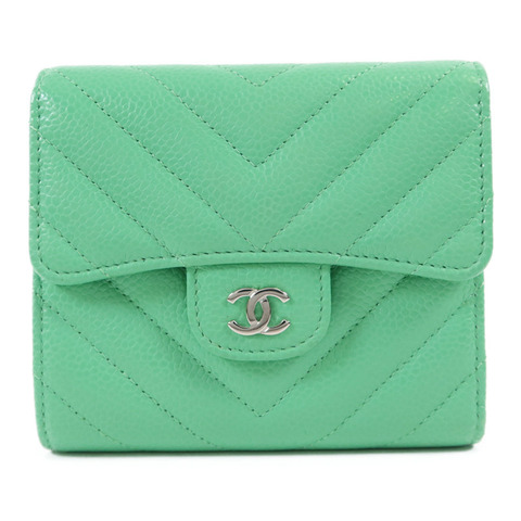 CHANEL 牛皮皮革Three-fold Wallet銀扣錢包