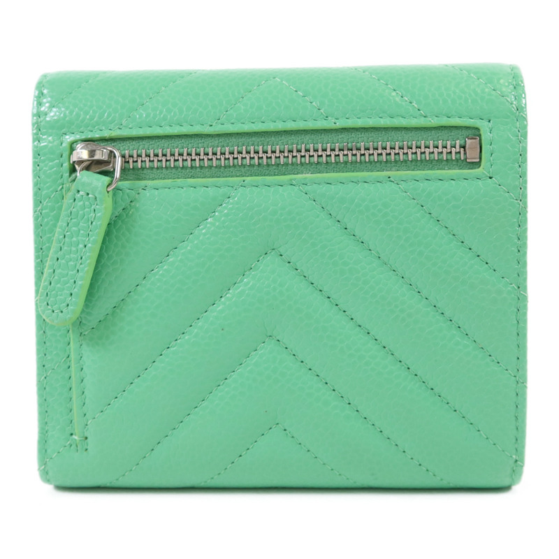 CHANEL 牛皮皮革Three-fold Wallet銀扣錢包-1