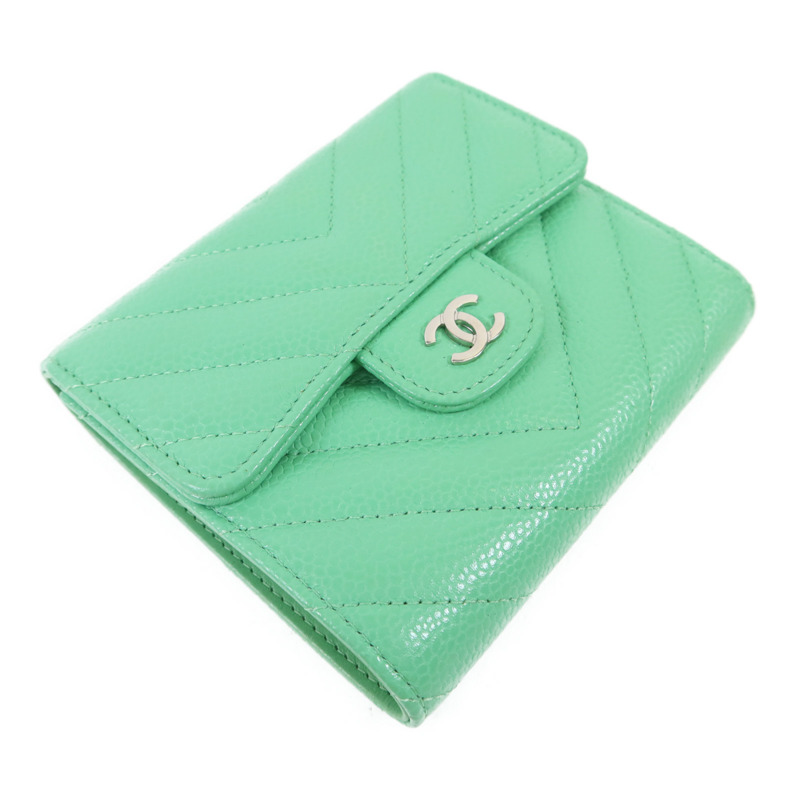 CHANEL 牛皮皮革Three-fold Wallet銀扣錢包-2