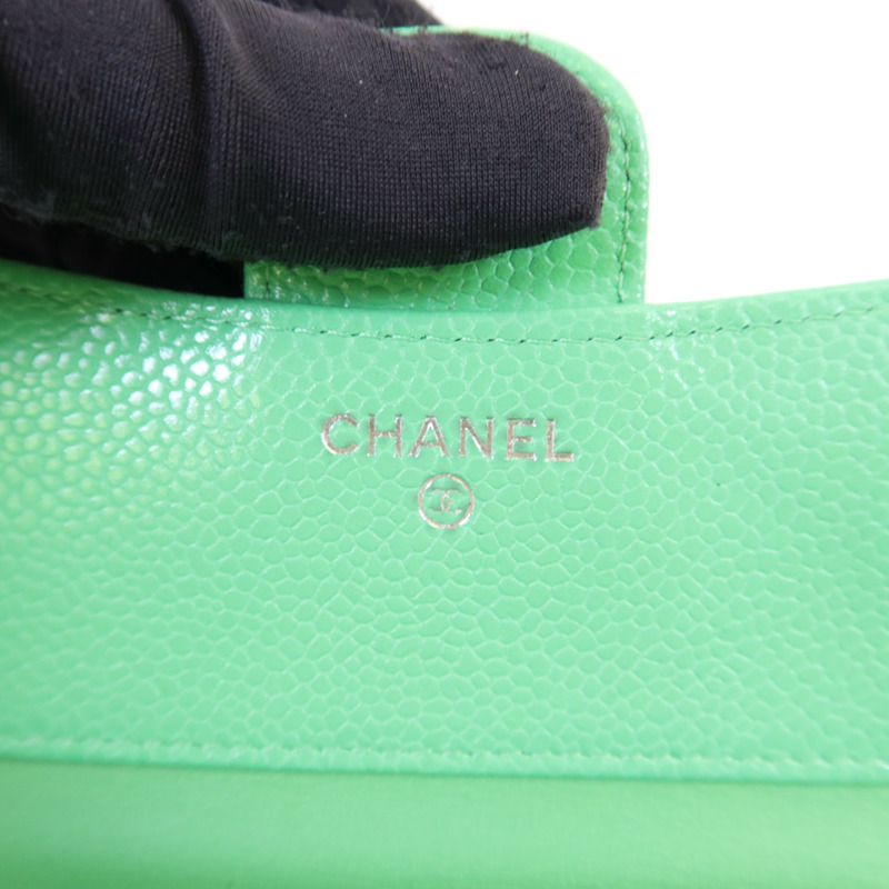 CHANEL 牛皮皮革Three-fold Wallet銀扣錢包-6