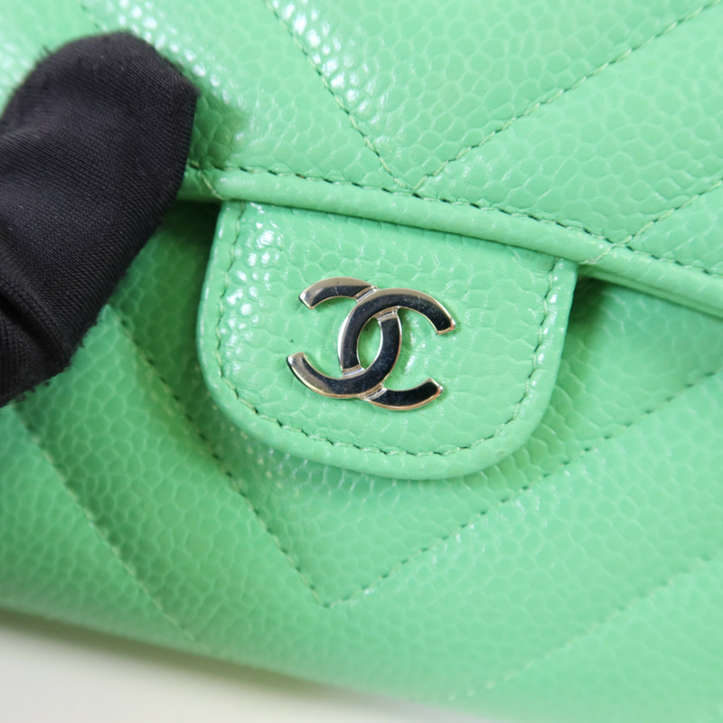 CHANEL 牛皮皮革Three-fold Wallet銀扣錢包-10