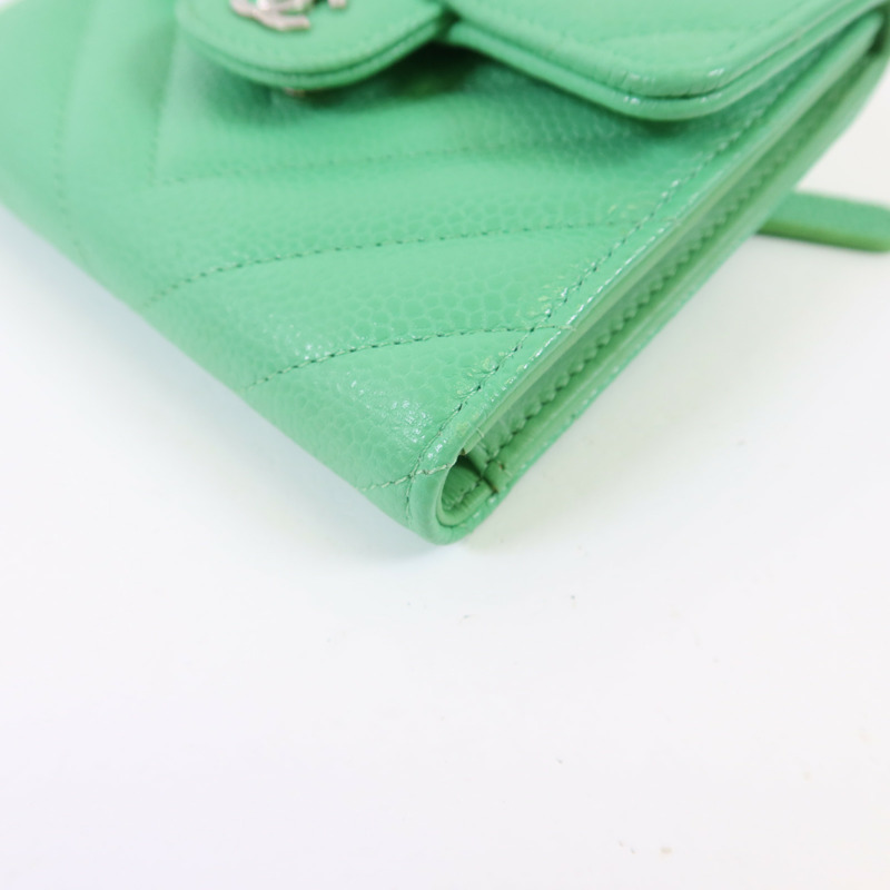 CHANEL 牛皮皮革Three-fold Wallet銀扣錢包-11