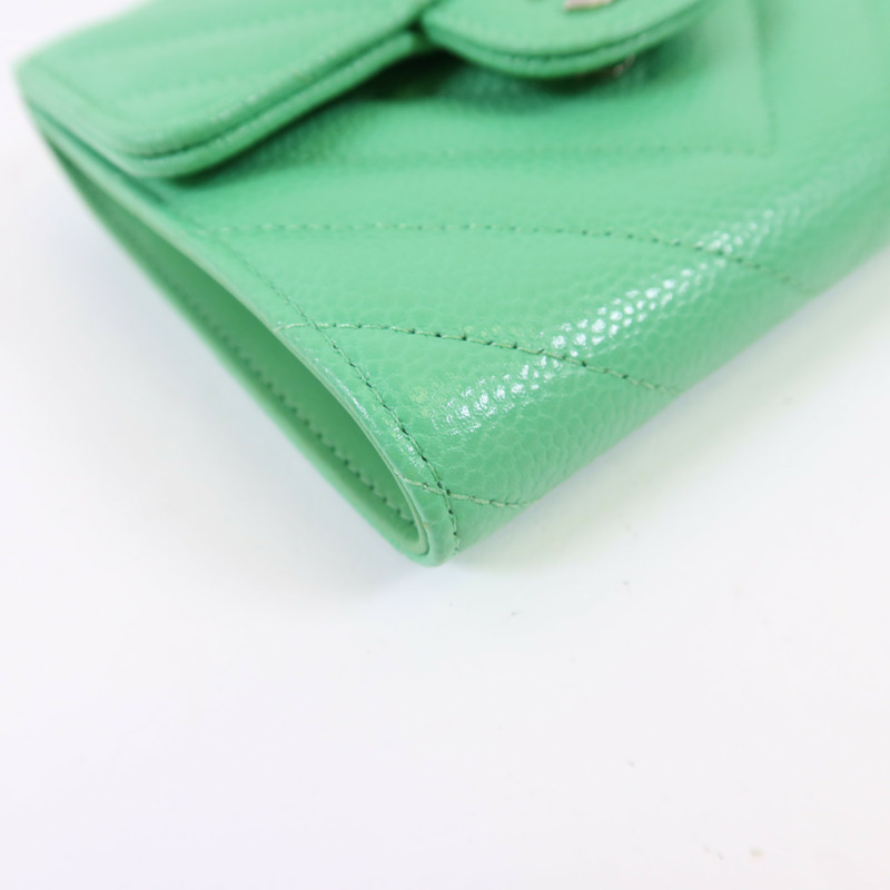 CHANEL 牛皮皮革Three-fold Wallet銀扣錢包-12