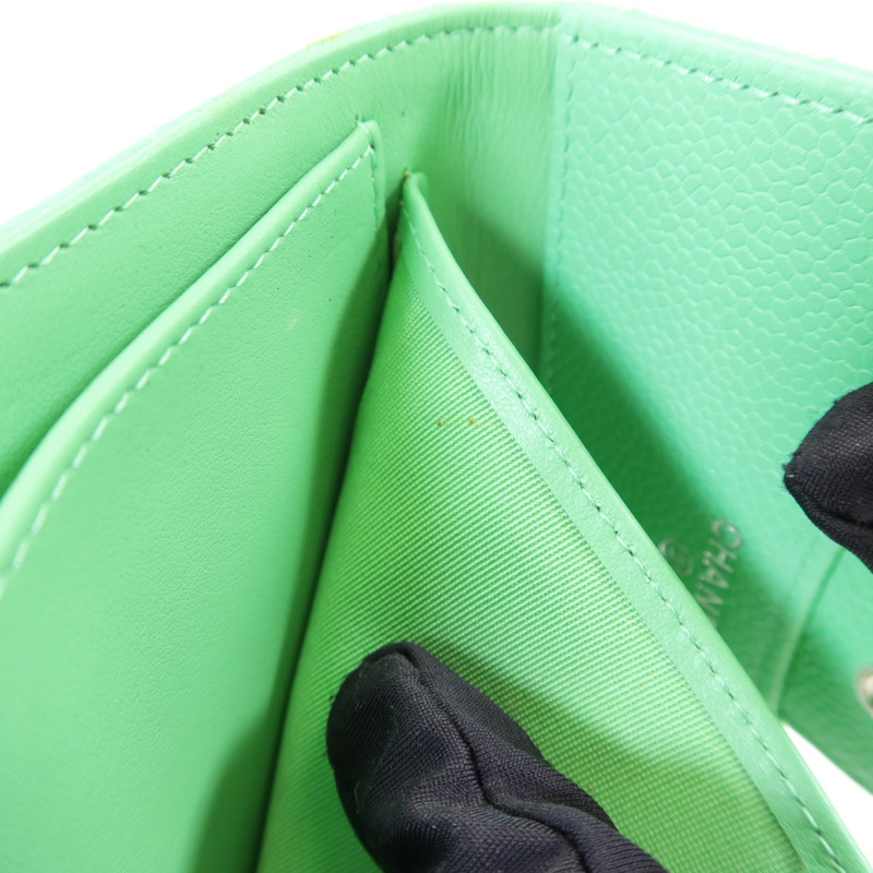 CHANEL 牛皮皮革Three-fold Wallet銀扣錢包-15