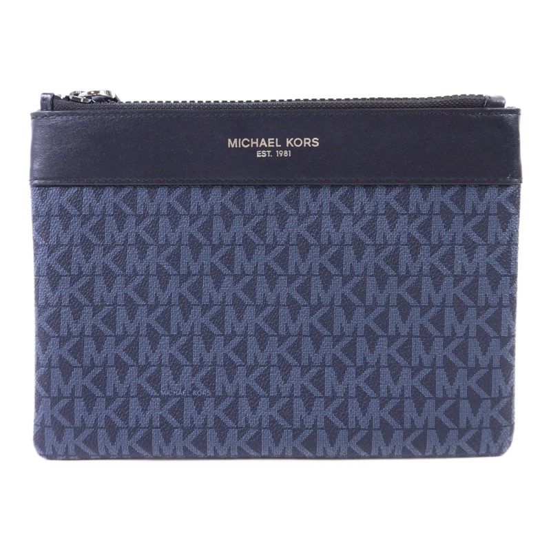 Michael Kors 牛皮皮革Pouch銀扣手拿包-0