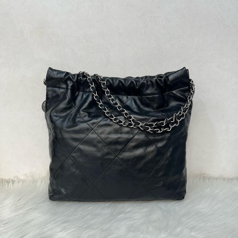 Chanel AS3260 黑皮銀鏈22bag 小號-2